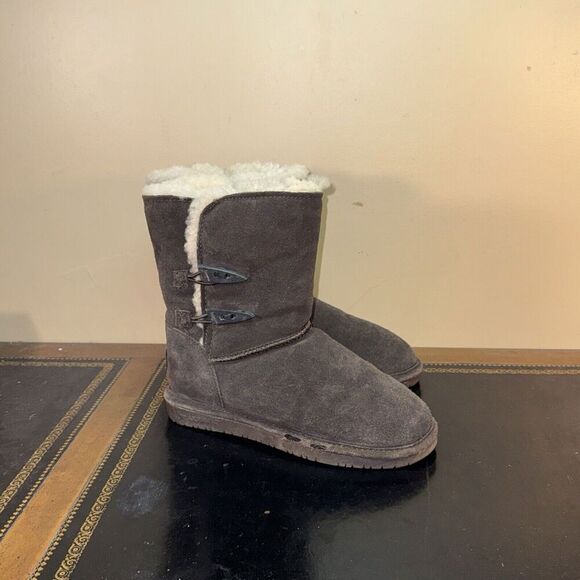 Bearpaw Fur Boots Chocolate Brown Suede 682W-Abigail Women’s Size 7 - Picture 1 of 5